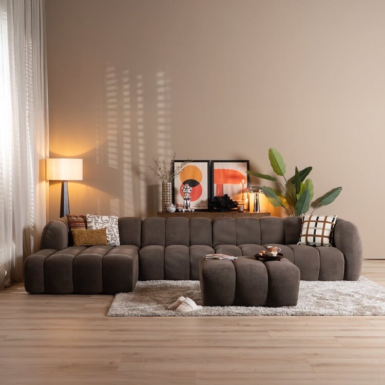 Ecksofa Luca XL Chenille Braun links