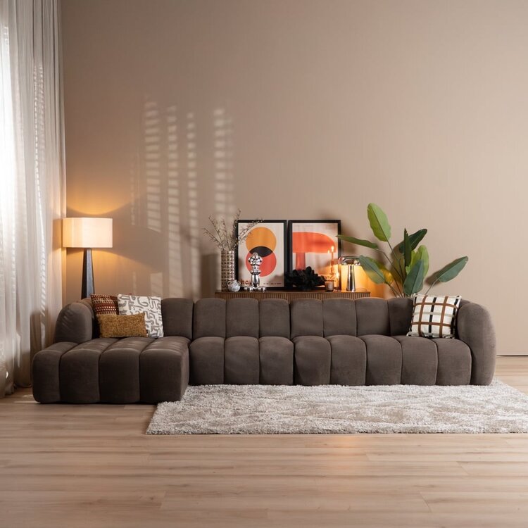 Ecksofa Luca XL Chenille Braun links