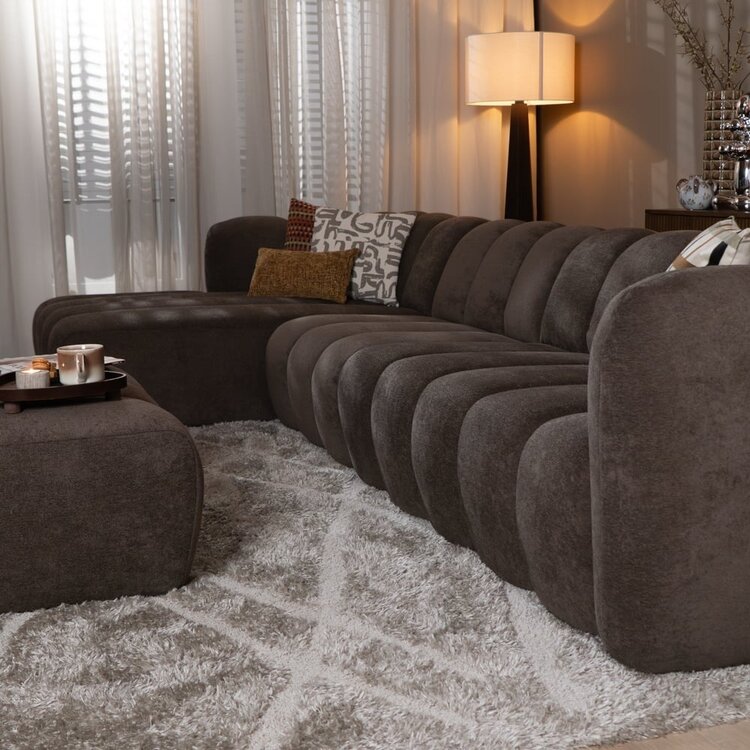 Ecksofa Luca XL Chenille Braun links