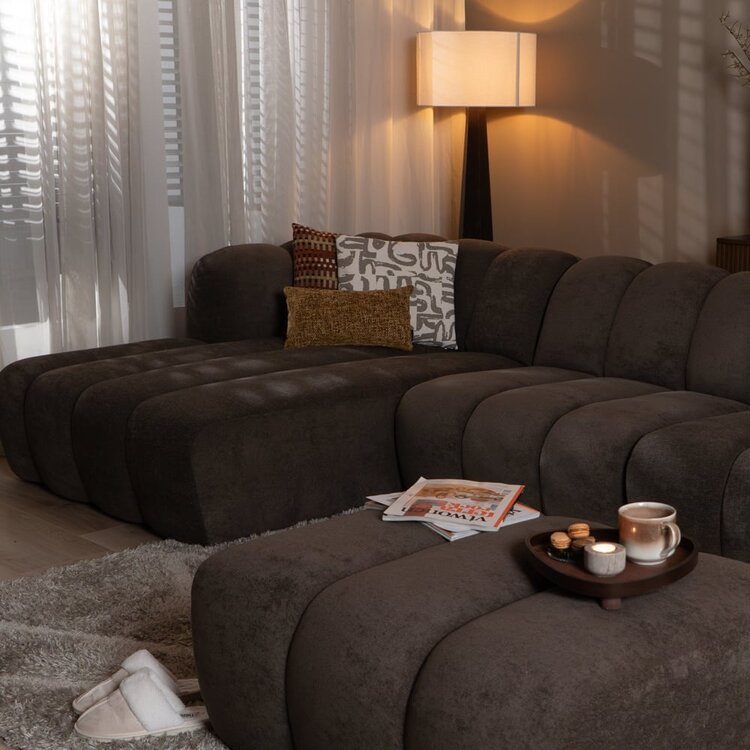 Ecksofa Luca XL Chenille Braun links