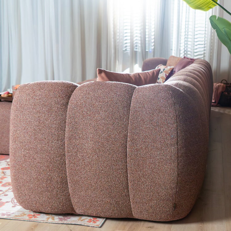 Ecksofa Luca XL aus Bouclé-Stoff rot/rosa links
