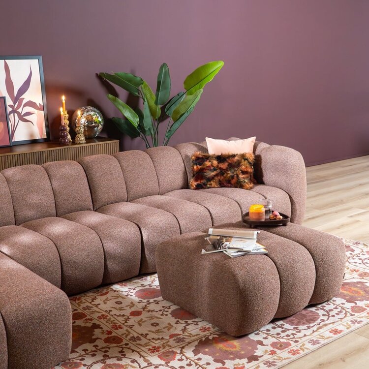 Ecksofa Luca XL aus Bouclé-Stoff rot/rosa links