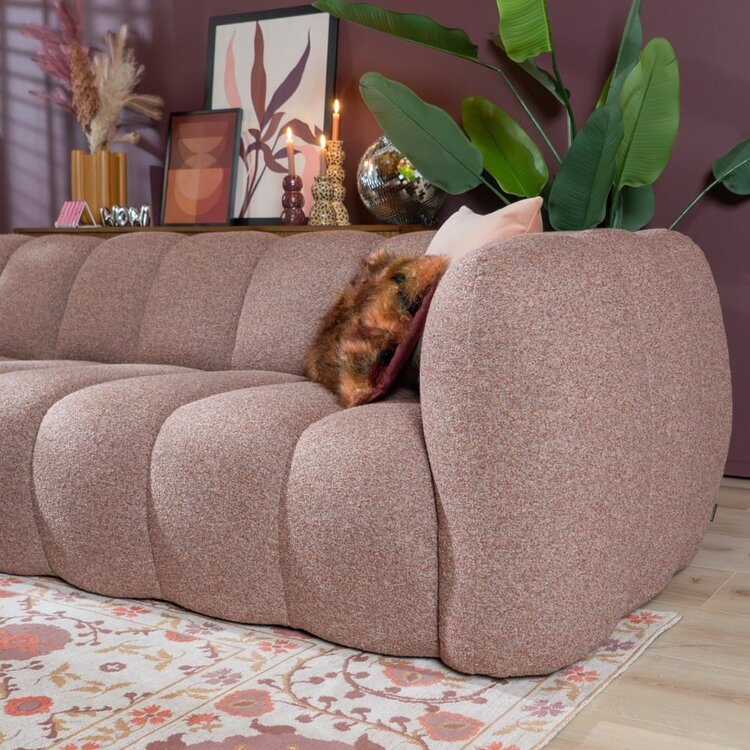 Ecksofa Luca XL aus Bouclé-Stoff rot/rosa links