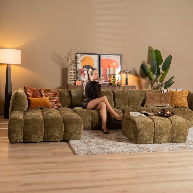 Ecksofa Luca XL Chenille olivgrün links