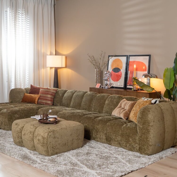 Ecksofa Luca XL Chenille olivgrün links