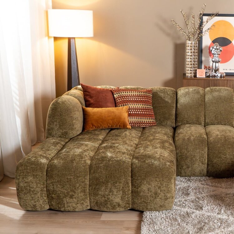 Ecksofa Luca XL Chenille olivgrün links