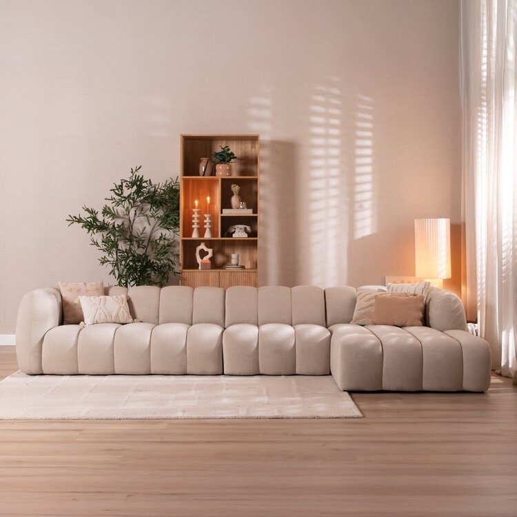 Ecksofa Luca XL Chenille Beige rechts