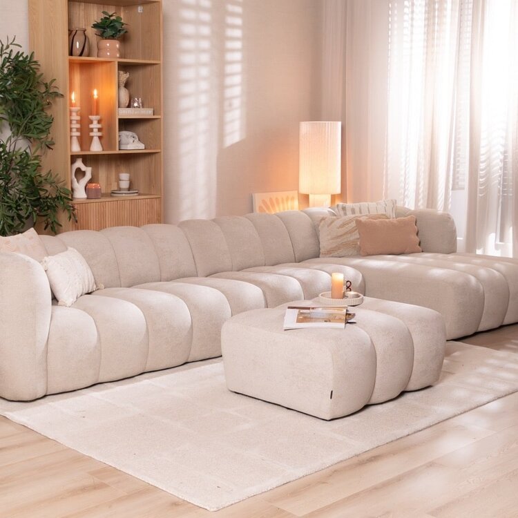 Ecksofa Luca XL Chenille Beige rechts