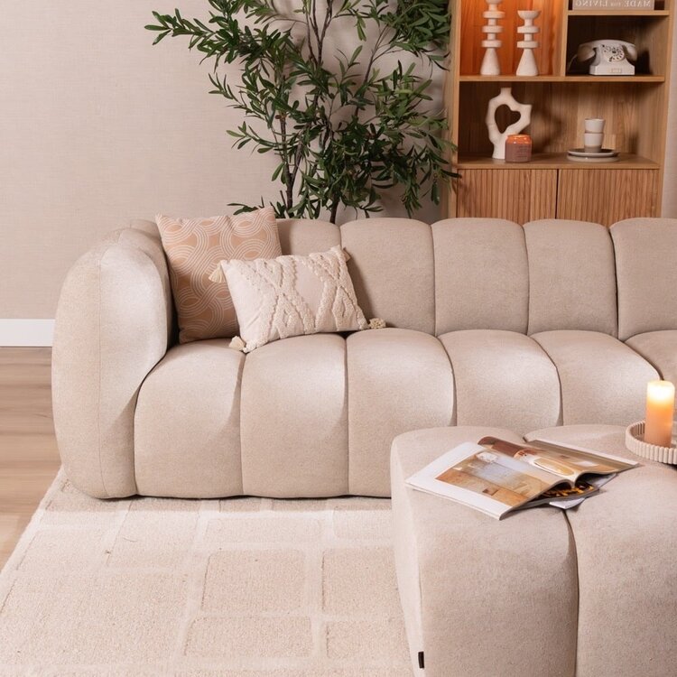 Ecksofa Luca XL Chenille Beige rechts