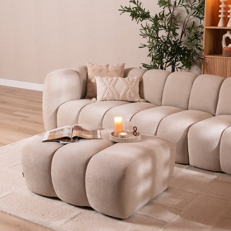 Ecksofa Luca XL Chenille Beige rechts