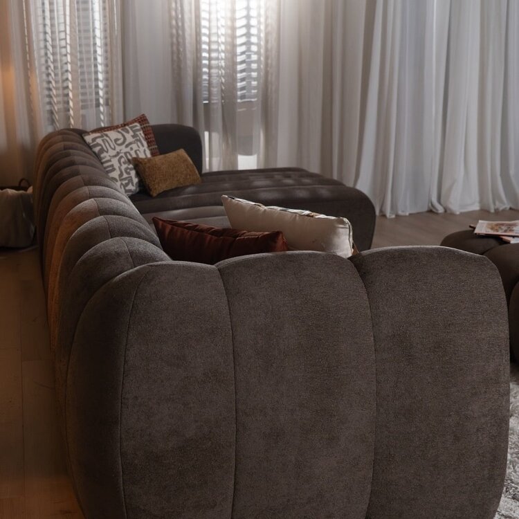 Ecksofa Luca XL Chenille Braun rechts
