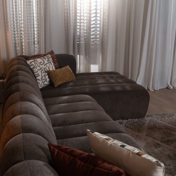 Ecksofa Luca XL Chenille Braun rechts