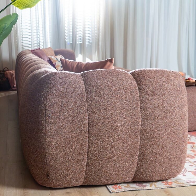 Ecksofa Luca XL aus Bouclé-Stoff rot/rosa rechts