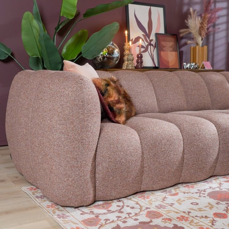 Ecksofa Luca XL aus Bouclé-Stoff rot/rosa rechts