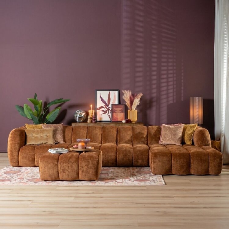 Ecksofa Luca XL Chenille kupfer rechts
