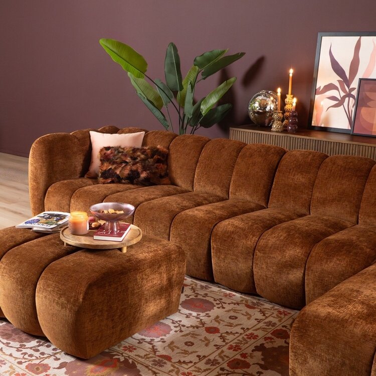 Ecksofa Luca XL Chenille kupfer rechts