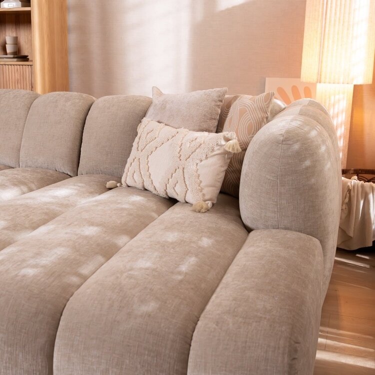 Ecksofa Luca Chenille XL sand rechts