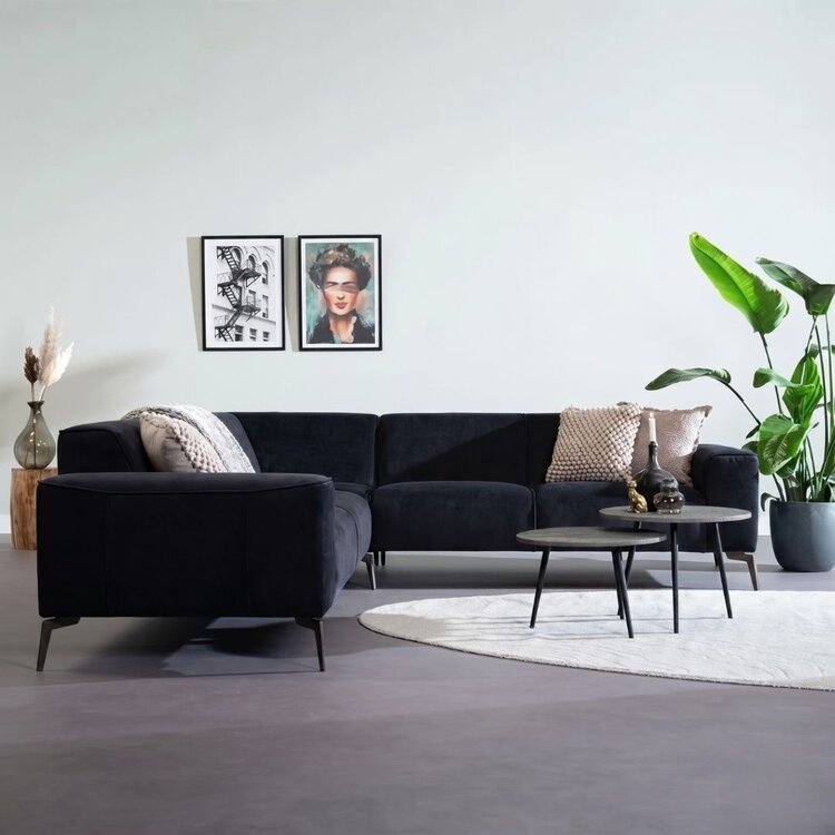 Ecksofa Vegas Samt schwarz links/rechts