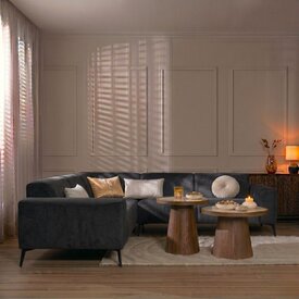 Ecksofa Vegas Stoff schwarz links/rechts
