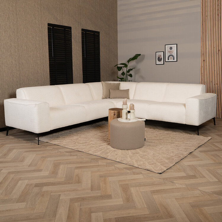 Ecksofa Vegas Bouclé weiß links/rechts
