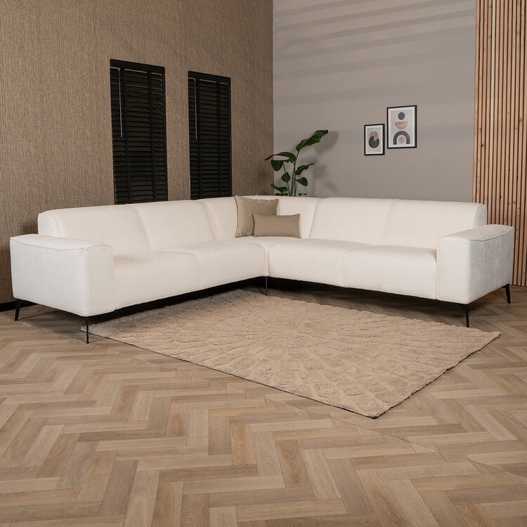 Ecksofa Vegas Bouclé weiß links/rechts