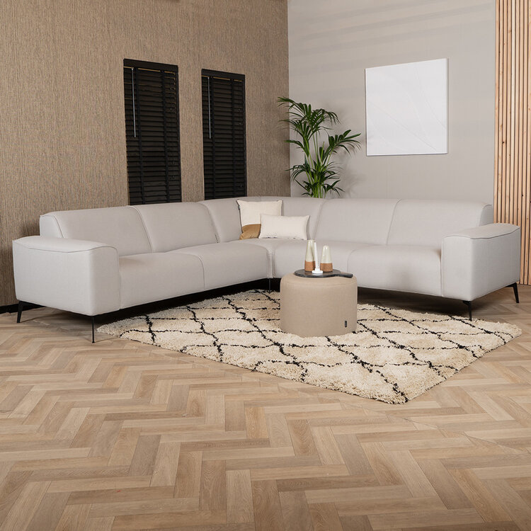 Ecksofa Vegas Stoff hellgrau links/rechts
