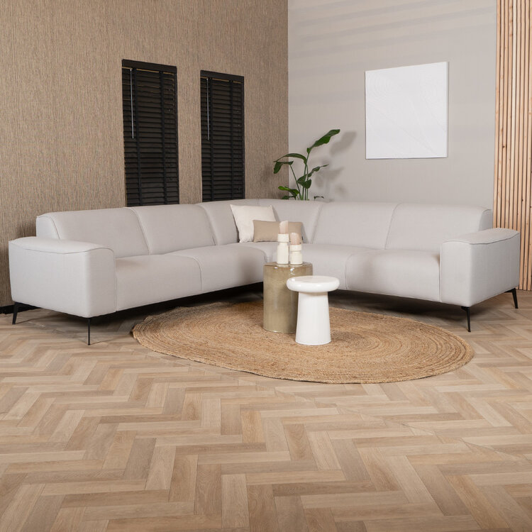 Ecksofa Vegas Stoff hellgrau links/rechts