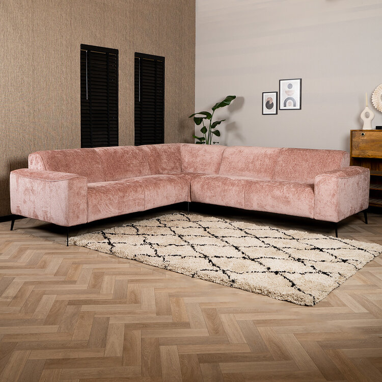 Ecksofa Vegas rosa Chenille links/rechts