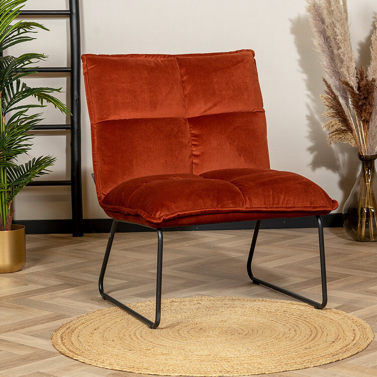 Samt Sessel Malaga modern kupfer / rostbraun