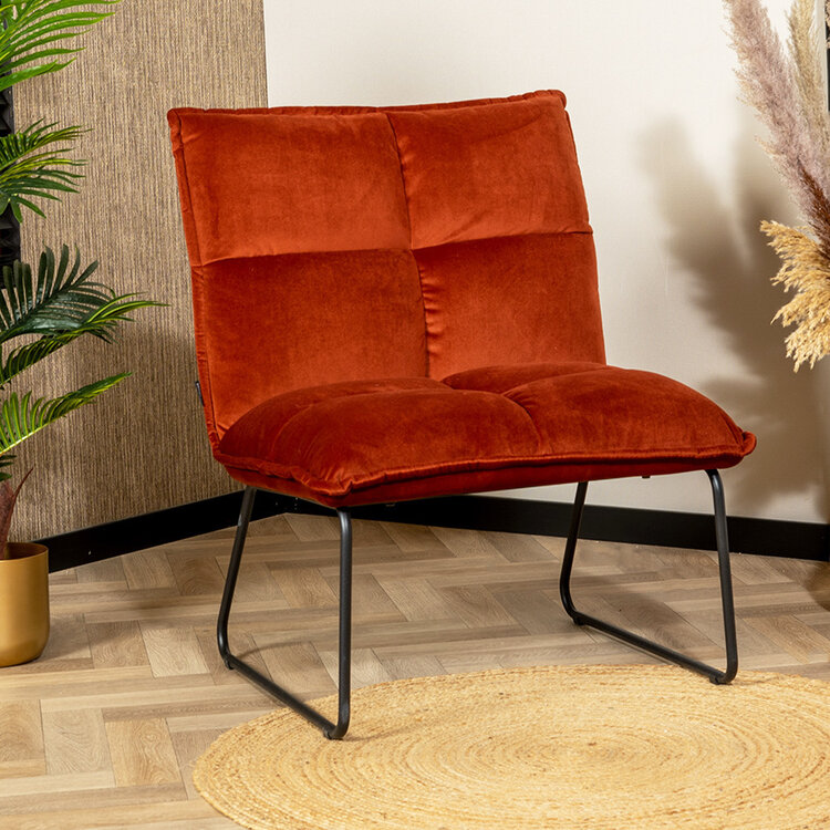 Samt Sessel Malaga modern kupfer / rostbraun