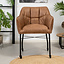 Esszimmerstuhl Leder Royce mit Rollen cognac