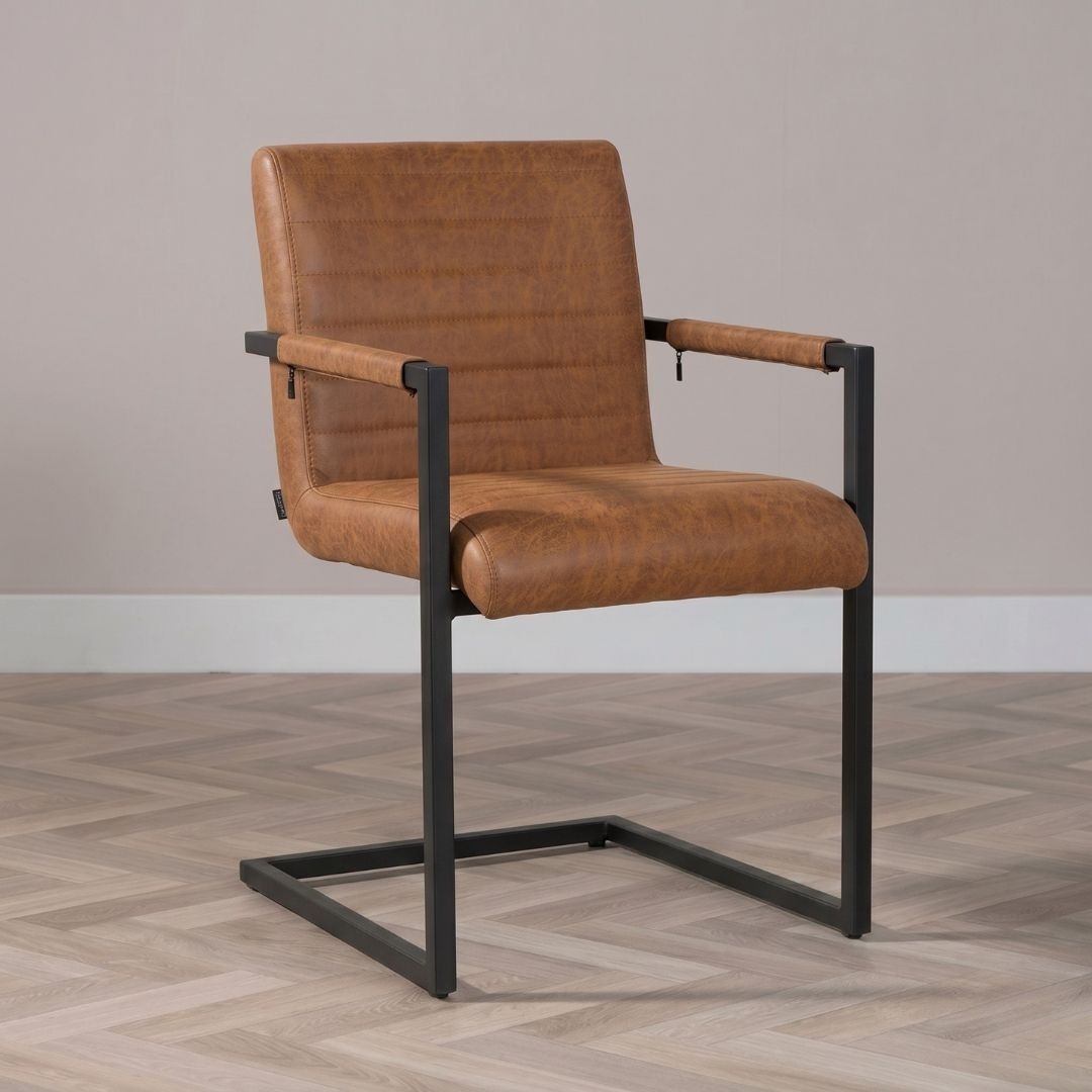 Esszimmerstuhl Eco-Leder Block mit Armlehne cognac