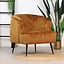 Samt Sessel Billy modern ockergelb/cognac