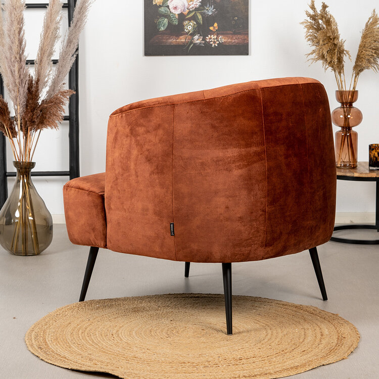 Samt Sessel Billy modern kupfer