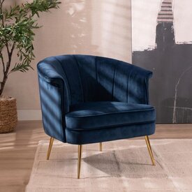 Samt Sessel Amy modern dunkelblau