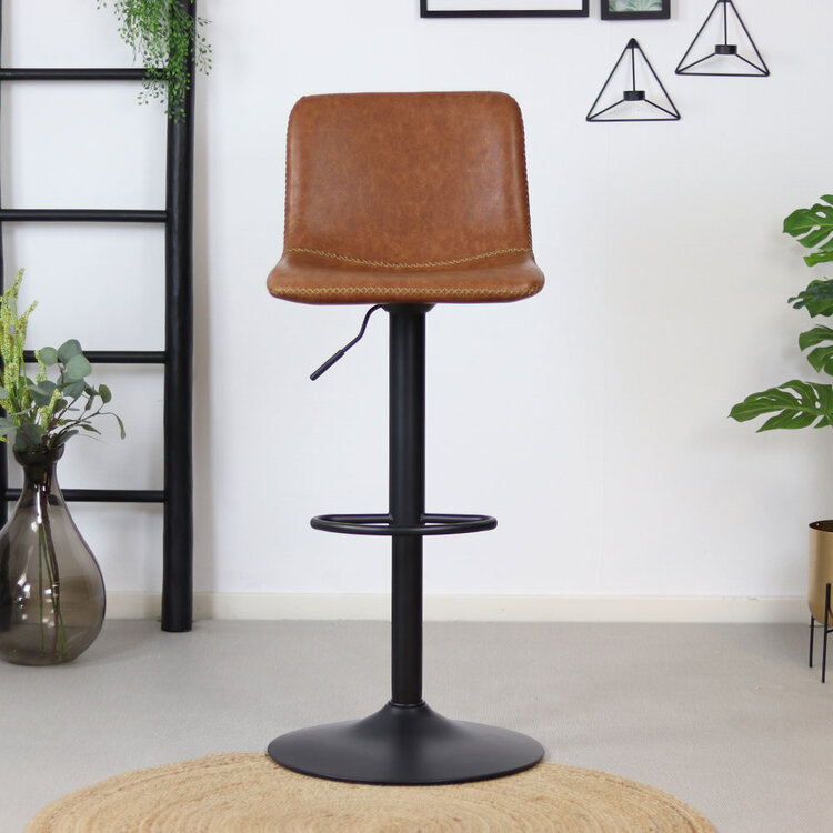 Barhocker Leder Texas höhenverstellbar cognac 60-76 cm