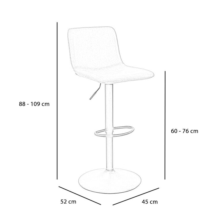 Barhocker Leder Texas höhenverstellbar cognac 60-76 cm