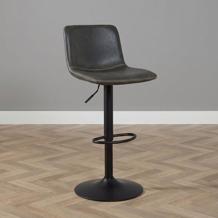 Barhocker Leder Texas höhenverstellbar anthrazit 60-76 cm