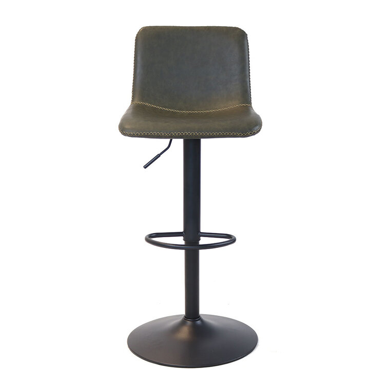 Barhocker Leder Texas höhenverstellbar olivgrün 60-76 cm