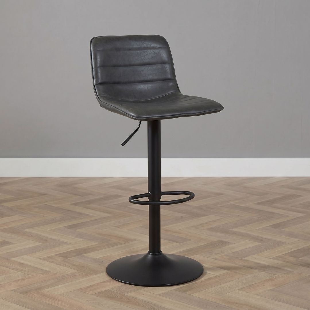 Barhocker Leder Boston höhenverstellbar anthrazit 60-76 cm
