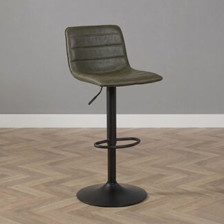 Barhocker Leder Boston höhenverstellbar olivgrün 60-76 cm