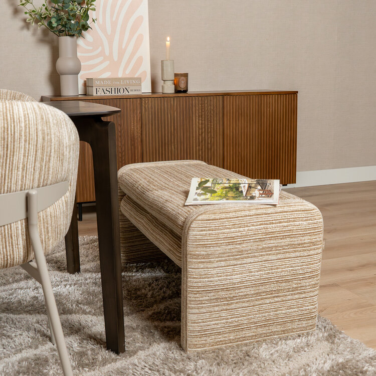 Esszimmerbank Ravi Chenille beige/taupe 100 cm
