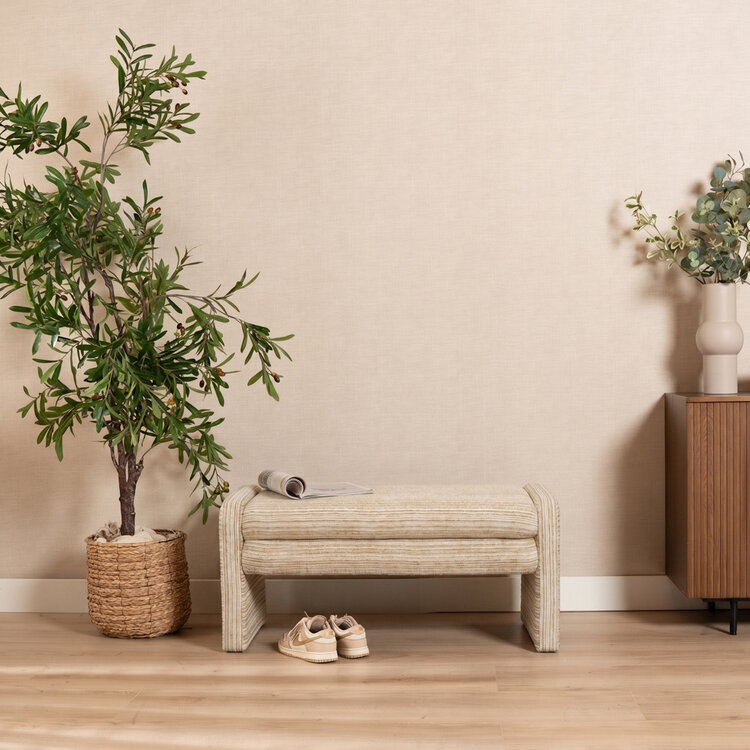 Esszimmerbank Ravi Chenille beige/taupe 100 cm