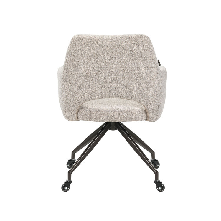 Esszimmerstuhl Mexx mit Rollen melierter Stoff Off white/Braun