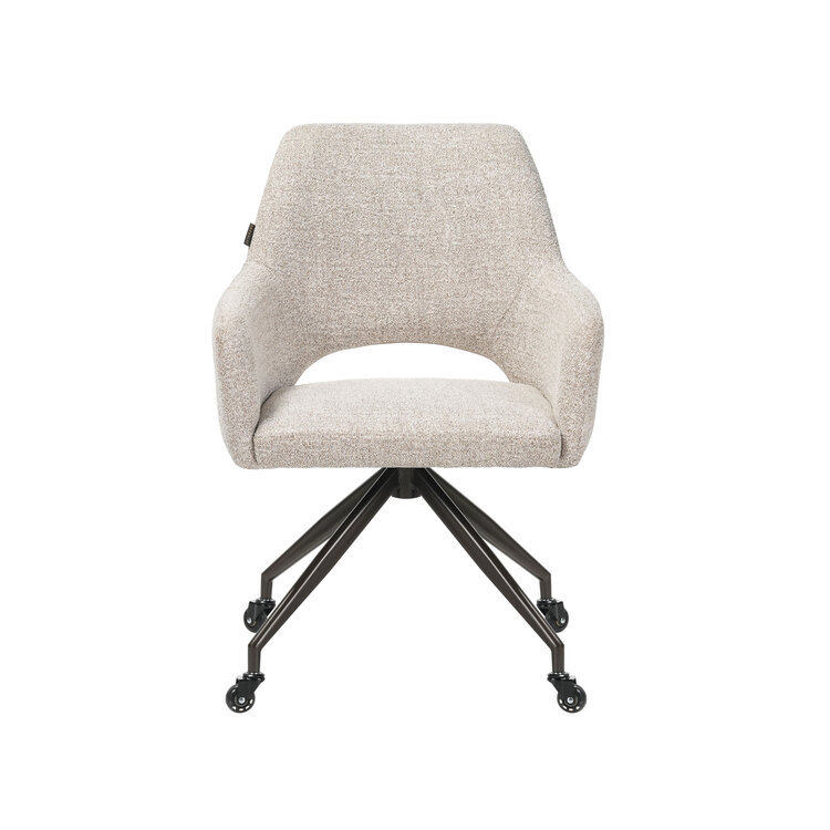 Esszimmerstuhl Mexx mit Rollen melierter Stoff Off white/Braun