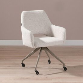 Esszimmerstuhl mit Rollen Mona melierter Stoff beige