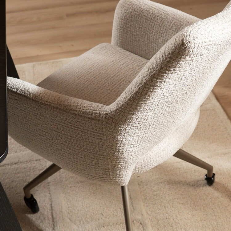 Esszimmerstuhl mit Rollen Mona melierter Stoff beige