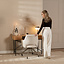 Esszimmerstuhl mit Rollen Mona melierter Stoff beige