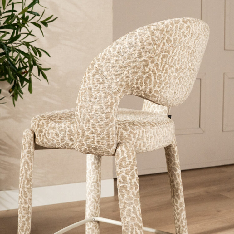 Barhocker Leo taupe Leo-Print 70 cm