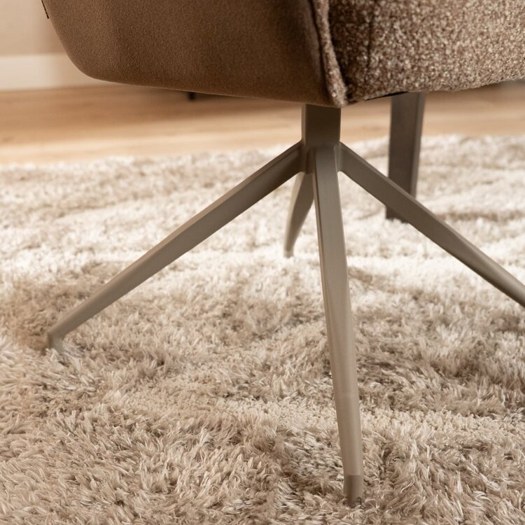 Esszimmerstuhl Riley drehbar Bouclé braun